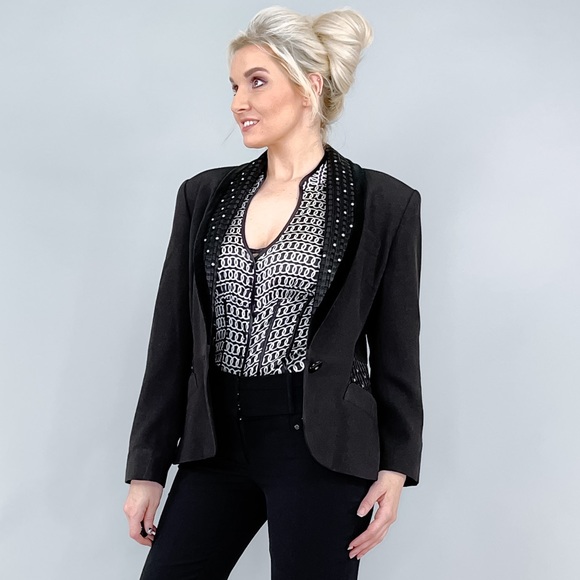 Black Velvet and Rhinestone Blazer - Picture 6 of 16